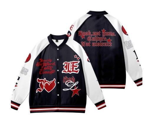 Faton Black Varsity Patch Bomber Jacket
