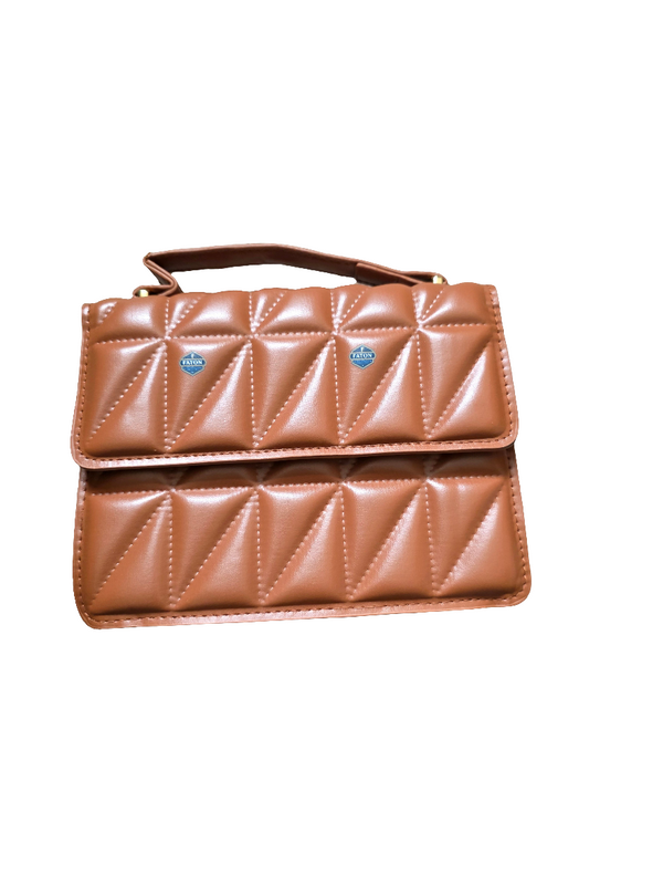 Brown Quilted Box Handbag
